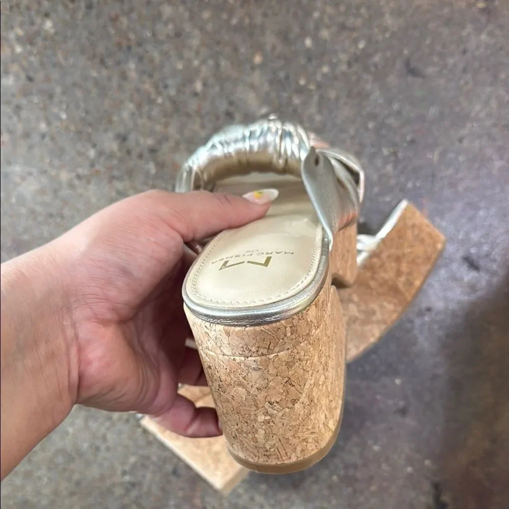 Marc Fisher Gold Mules with Bow Detail